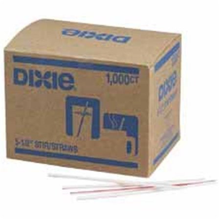 DIXIE FOODS Dixie Foods DXEHS551 Stir Sticks- Plastic- 5-.50in.- White w- Red Stripes DXEHS551